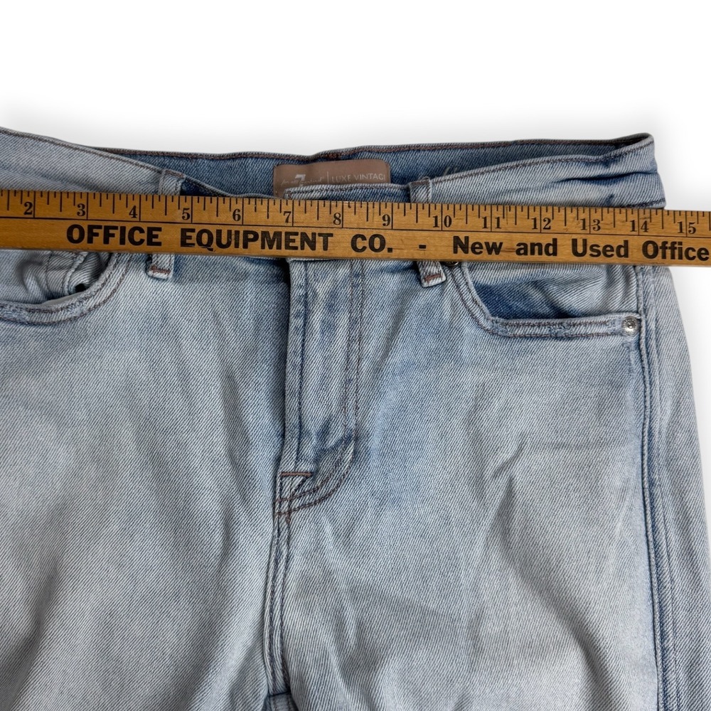 7 For All Mankind Luxe Vintage Edie Straight Leg Distressed Jeans Light Wash 29 - Picture 6 of 9